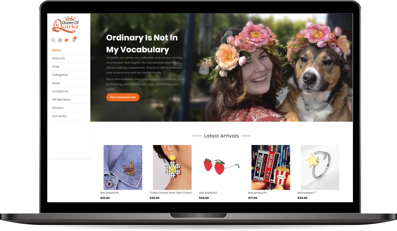 Queen of Quirkz: A Quirky Fashionable Accessories store Built in Magento 2